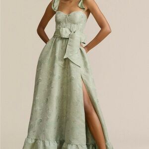 V. Chapman — The Veronica Dress in Sage Windsor Brocade